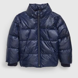 NWT GAP navy blue toddler shiny puffer coat